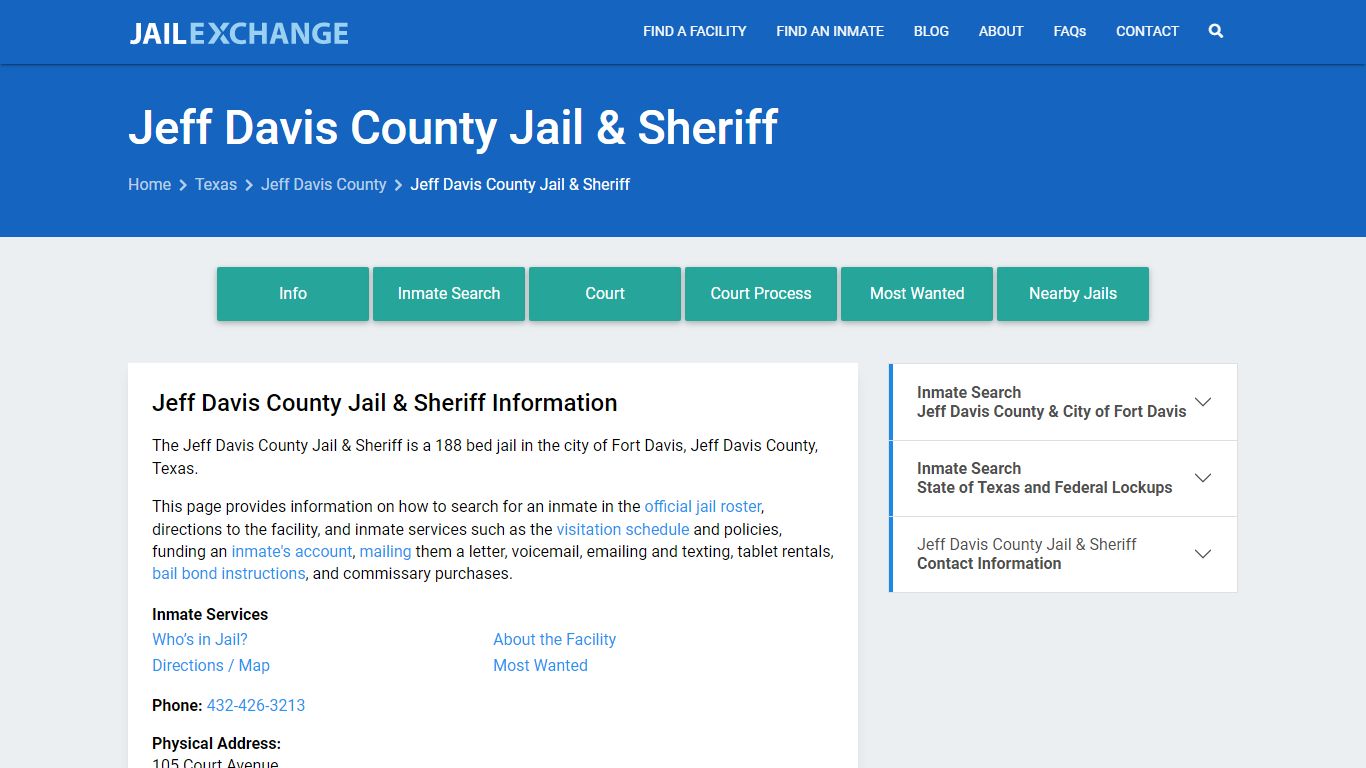 Jeff Davis County Jail & Sheriff, TX Inmate Search, Information