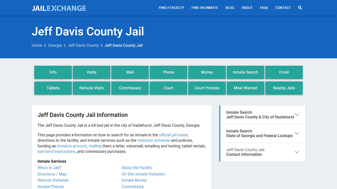 Jeff Davis County Jail, GA Inmate Search, Information